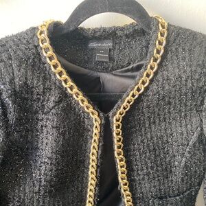 Christmas season is coming, black and gold jacket size S